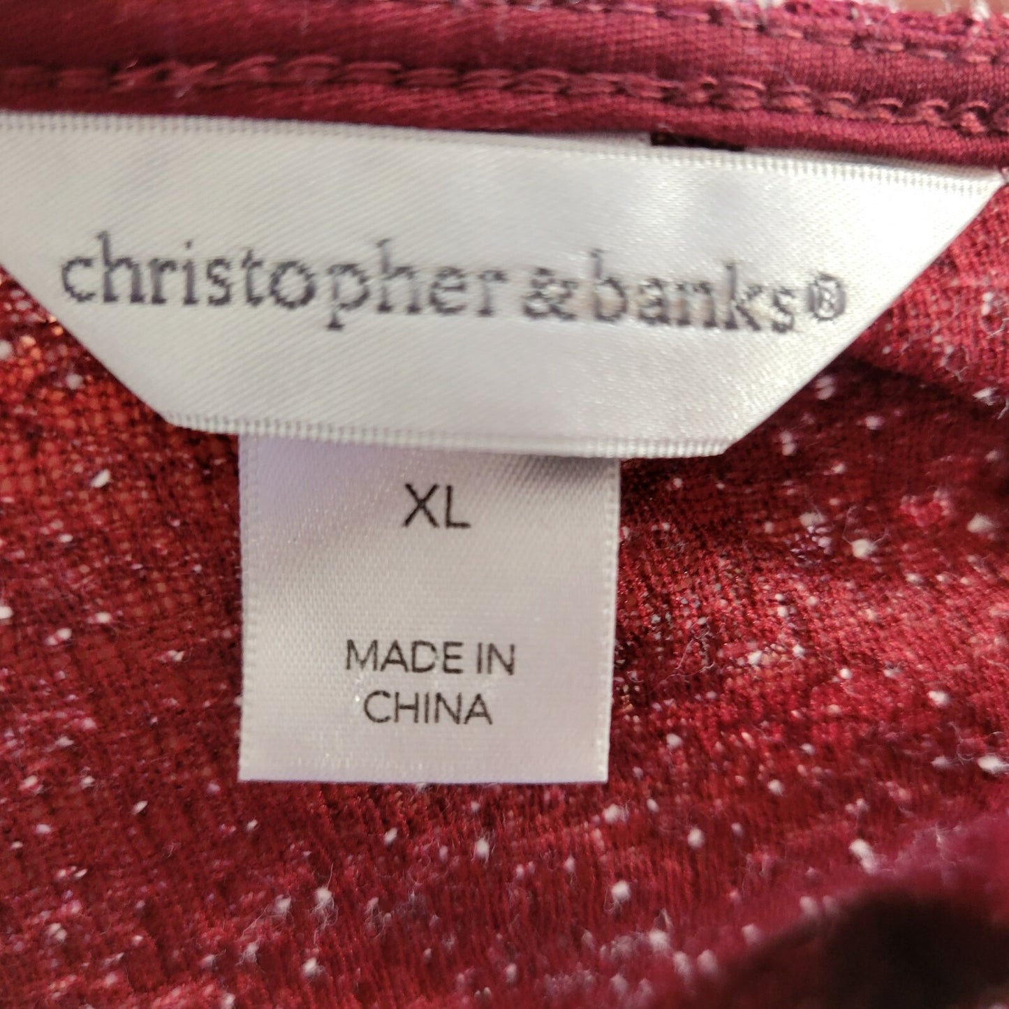 Christopher Banks Womens Top Extra Large Burgundy Semi Sheer Knit Lightweight
