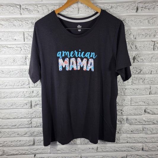 Fourth of July Womens Top XXXL 22 Plus Tee American Mama Patriotic Lightweight