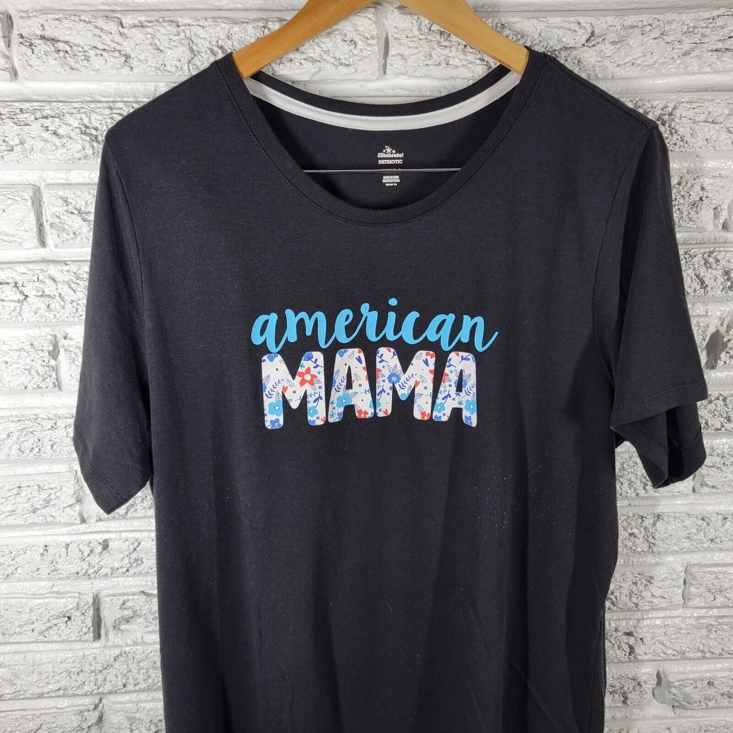 Fourth of July Womens Top XXXL 22 Plus Tee American Mama Patriotic Lightweight
