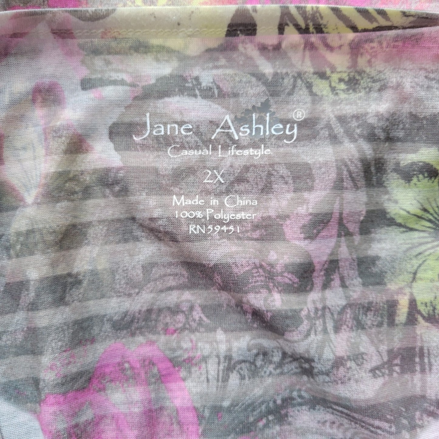 Jane Ashley Womens Top 2X Plus Tee Pink Floral Handkerchief Hem Lightweight