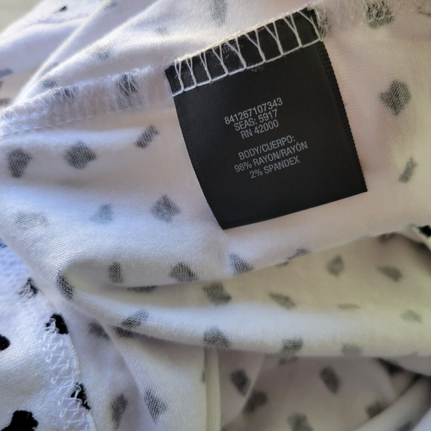 Attention Womens Top 1X Plus Tunic 3/4 Sleeve Black White Patterned Rayon Casual