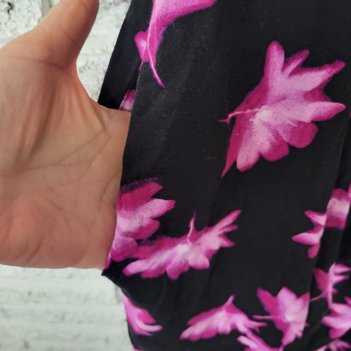 Ava Viv Women Dress XXL Plus Mini Wrap Black Purple Floral Rayon Casual Pullover