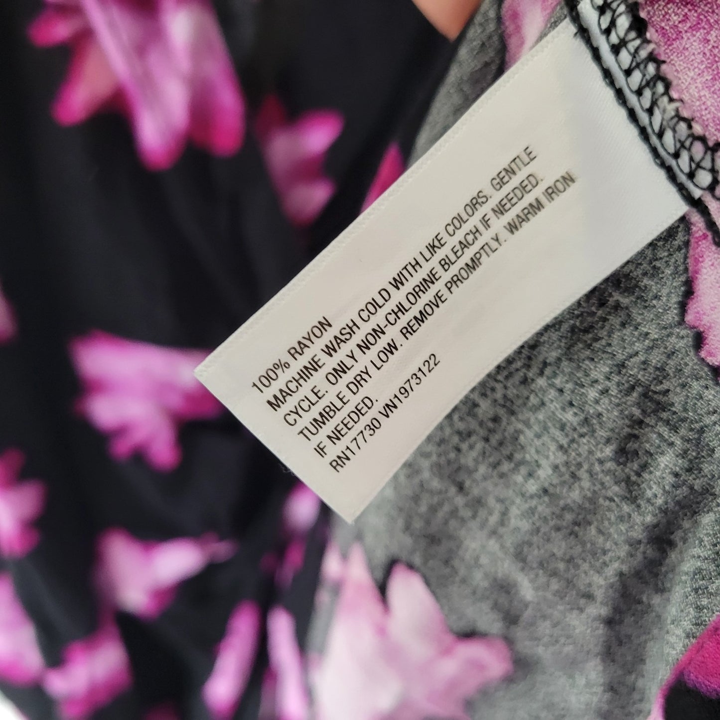 Ava Viv Women Dress XXL Plus Mini Wrap Black Purple Floral Rayon Casual Pullover