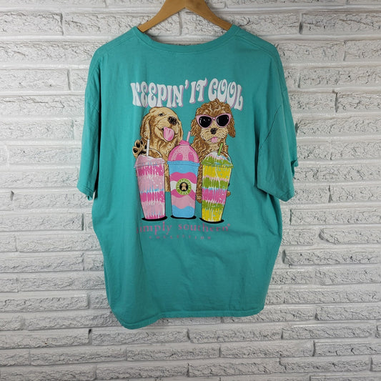 Simply Southern XXL Tee Keepin It Cool Starpuppy Blue Love NOV81E