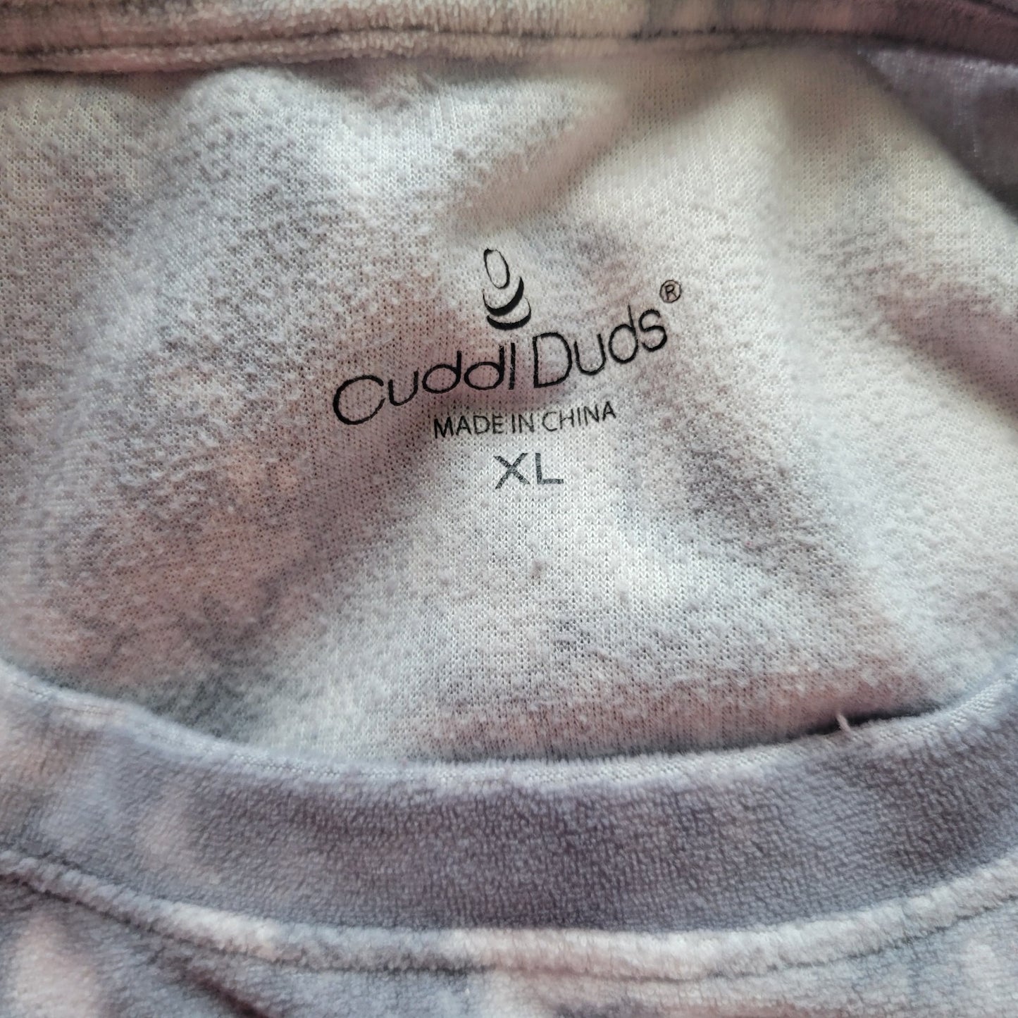 Cuddl Duds Women Sweatshirt XL Pullover Gray Tie Dye Pajama Soft Fleece