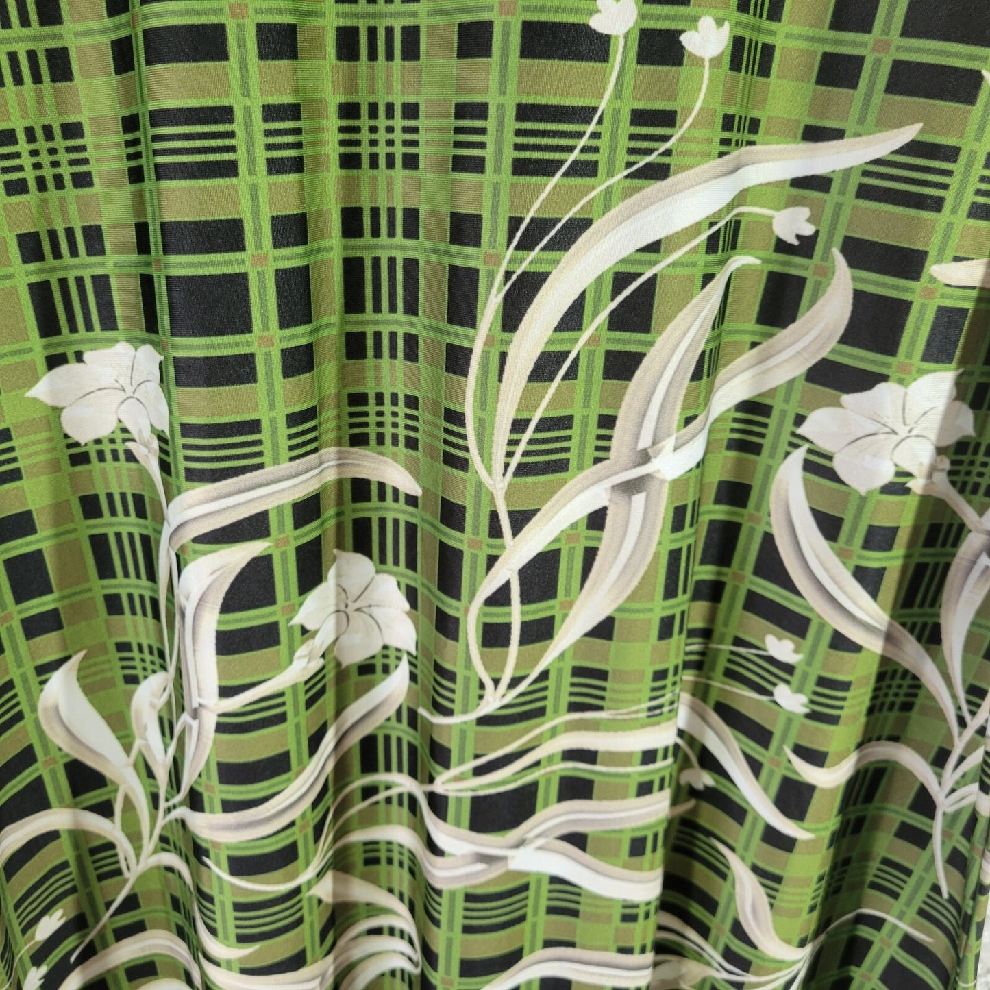 Lily Firmiana Womens Dress 1XL Plus Mini Long Sleeve Green Floral Lightweight