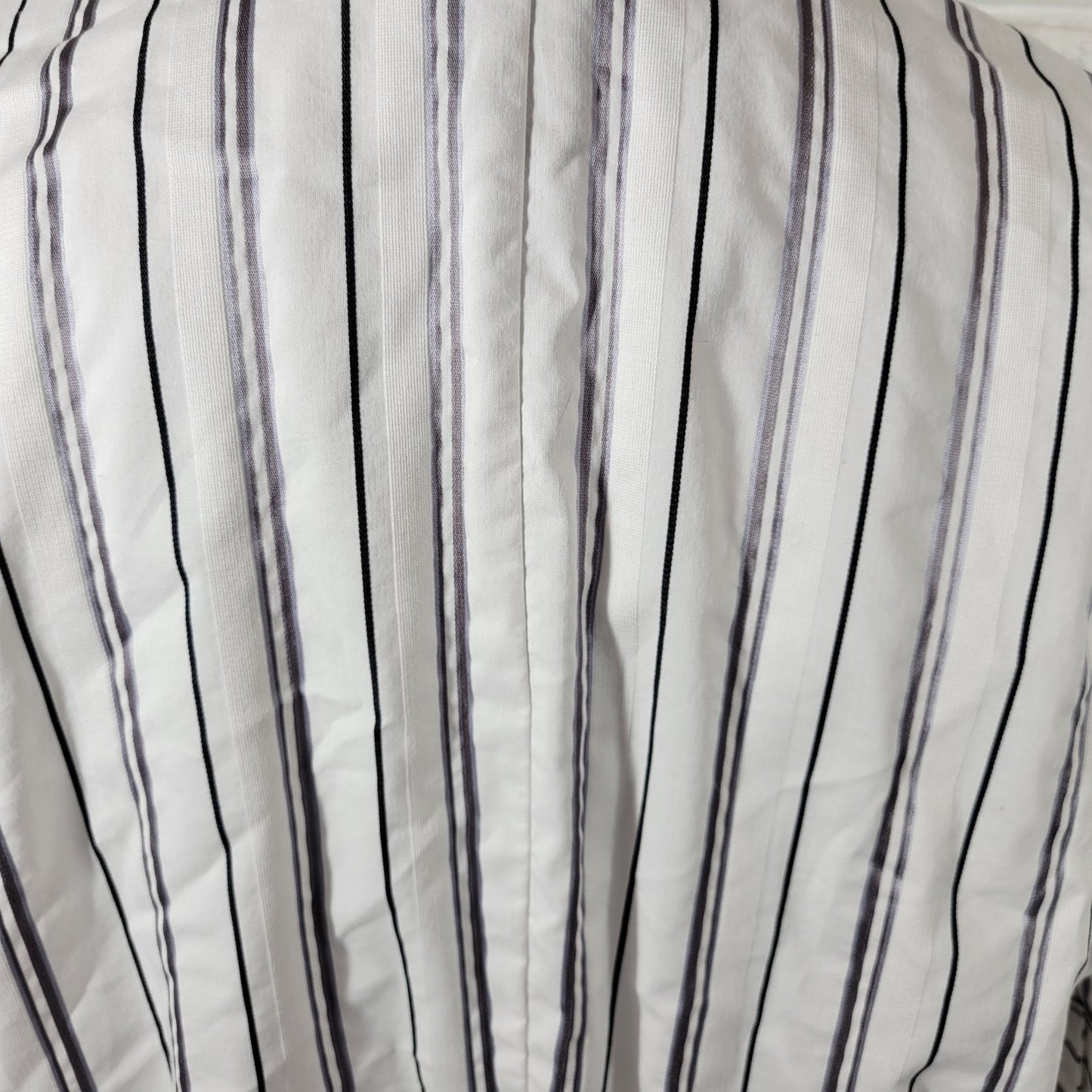 Lane Bryant Womens Top 18 20 Plus 3/4 Sleeve Button Up Pintuck Gray White Stripe