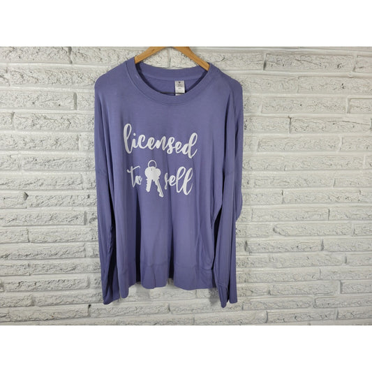 Sams Makers Mark Womens Top XXL Pajama Lavender Lounge Licensed to Sell Realtor