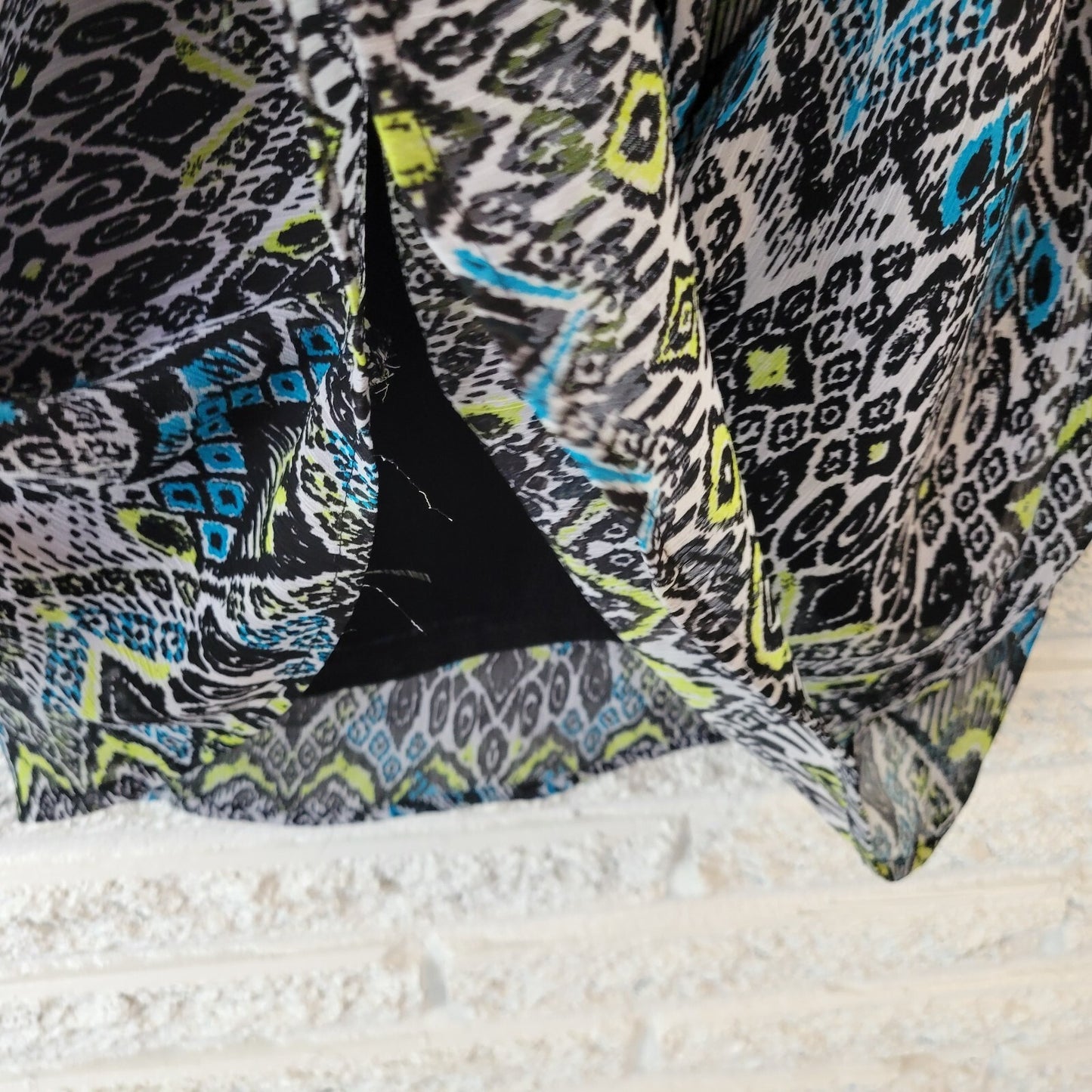 Avenue Womens Top 18 20 Plus Sleeveless Black Blue Geometric Sheer Lined Casual