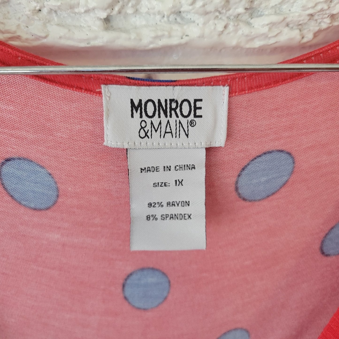 Monroe Main Dress Plus Size Red Blue Polka Dot Rayon Knit Fit & Flare