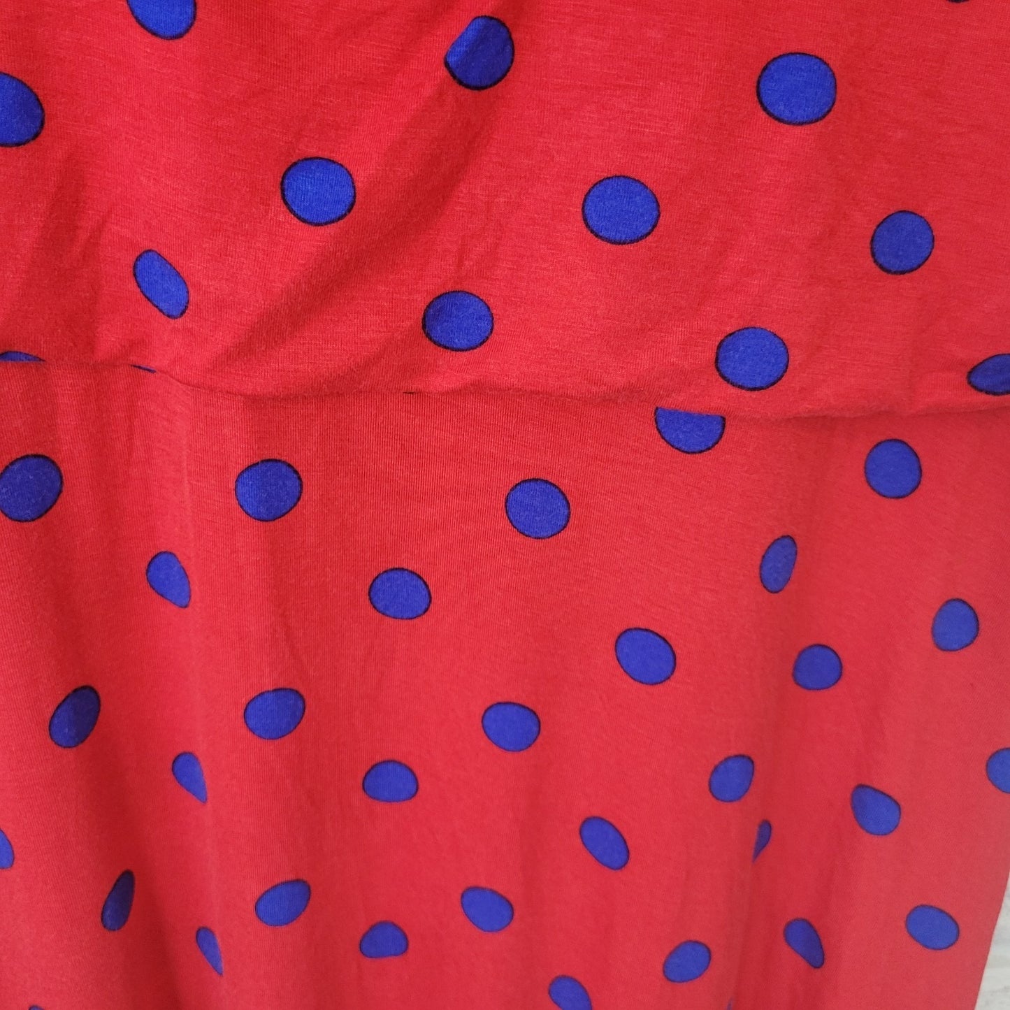 Monroe Main Dress Plus Size Red Blue Polka Dot Rayon Knit Fit & Flare