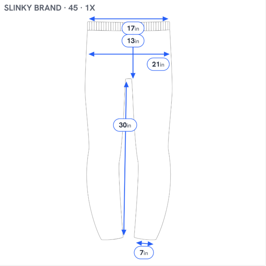 Slinky Brand 1X Blue Pants Straight Leg Elastic Waist Pull On Dress Pants BLU77E