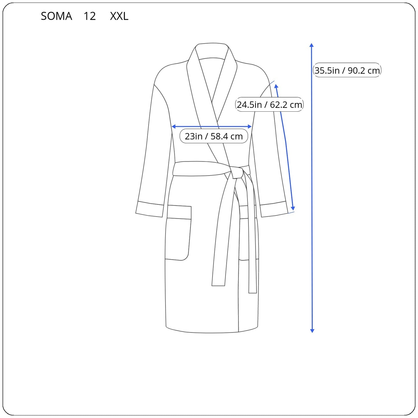 Soma Women XXL Robe Blue Long Sleeve Belted Sash Pockets Rayon Spandex SWE192E