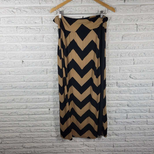 New Directions Women's 2X Black Beige Geometric Zig Zag Midi GEO210E