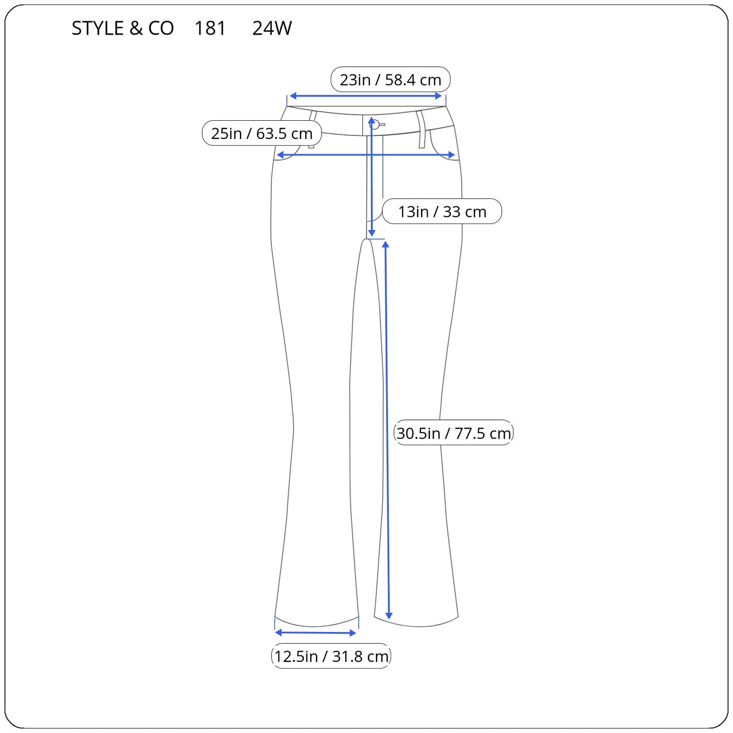 Style & Co Women's 24W White Bootcut Jeans Mid Rise Slimming Pockets Plus BOO7E