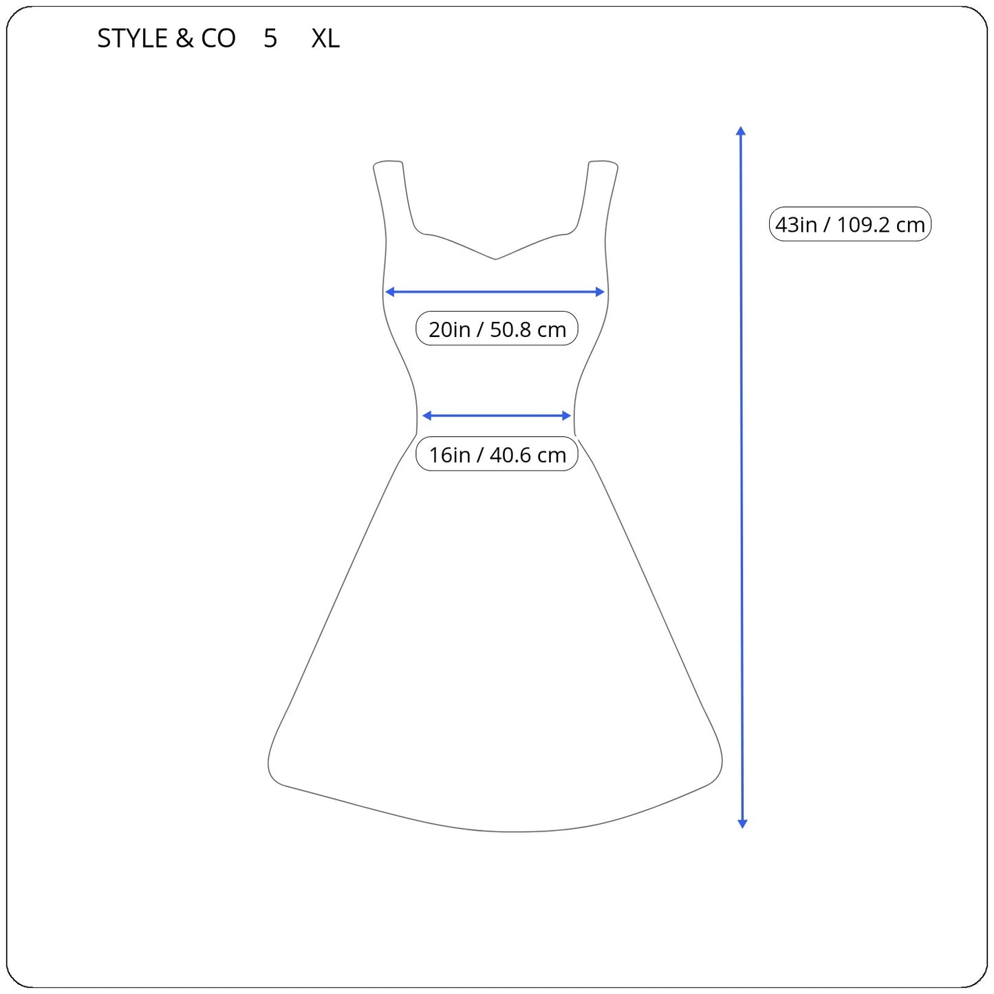 Style Co XL Fit & Flare Dress Blue White Geometric Asymmetric Lace Hem GEO81E