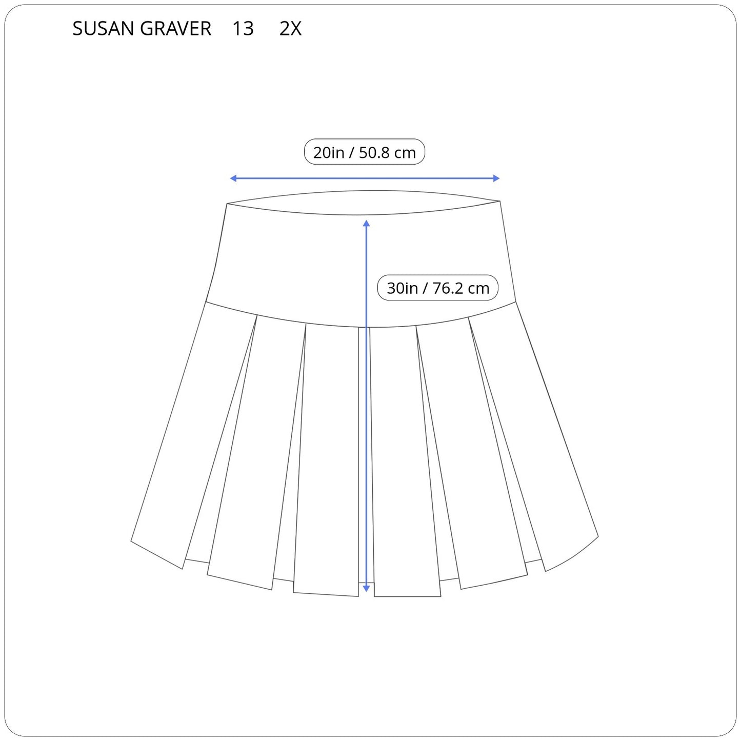 Susan Graver Womens 2X Blue A-Line Skirt Elastic Waist Pull On Plus BLU83E