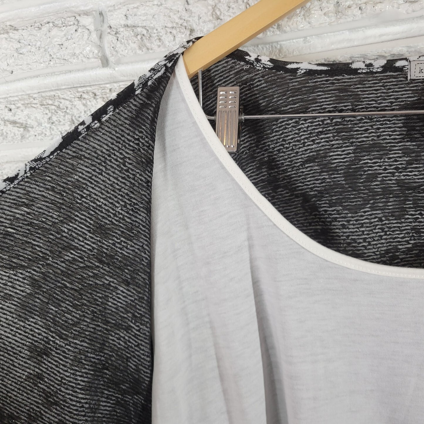 Kate Henry Womens Top 3X Plus One Button with Under Tank Black Floral Comfy