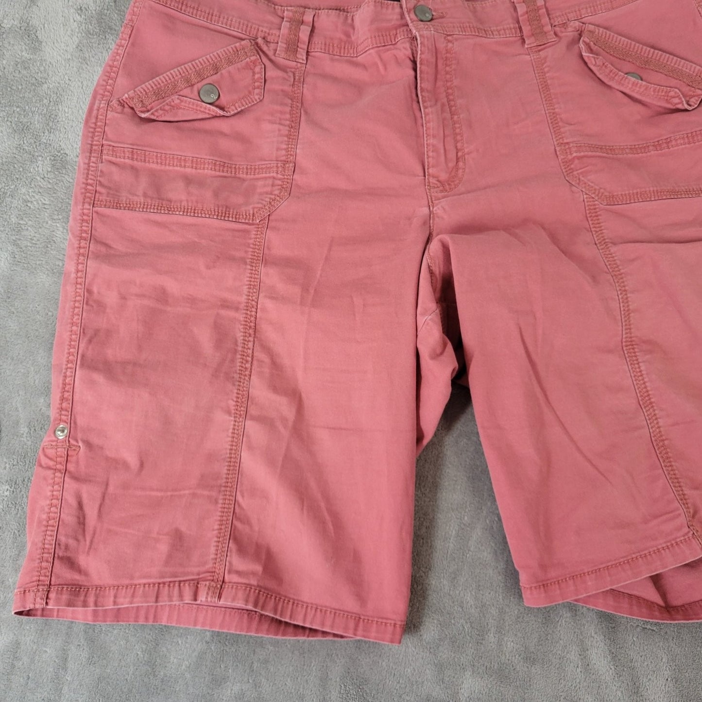 Gloria Vanderbilt Womens Shorts Pink Denim 18 Plus Cotton Blend Zip Fly Stretch