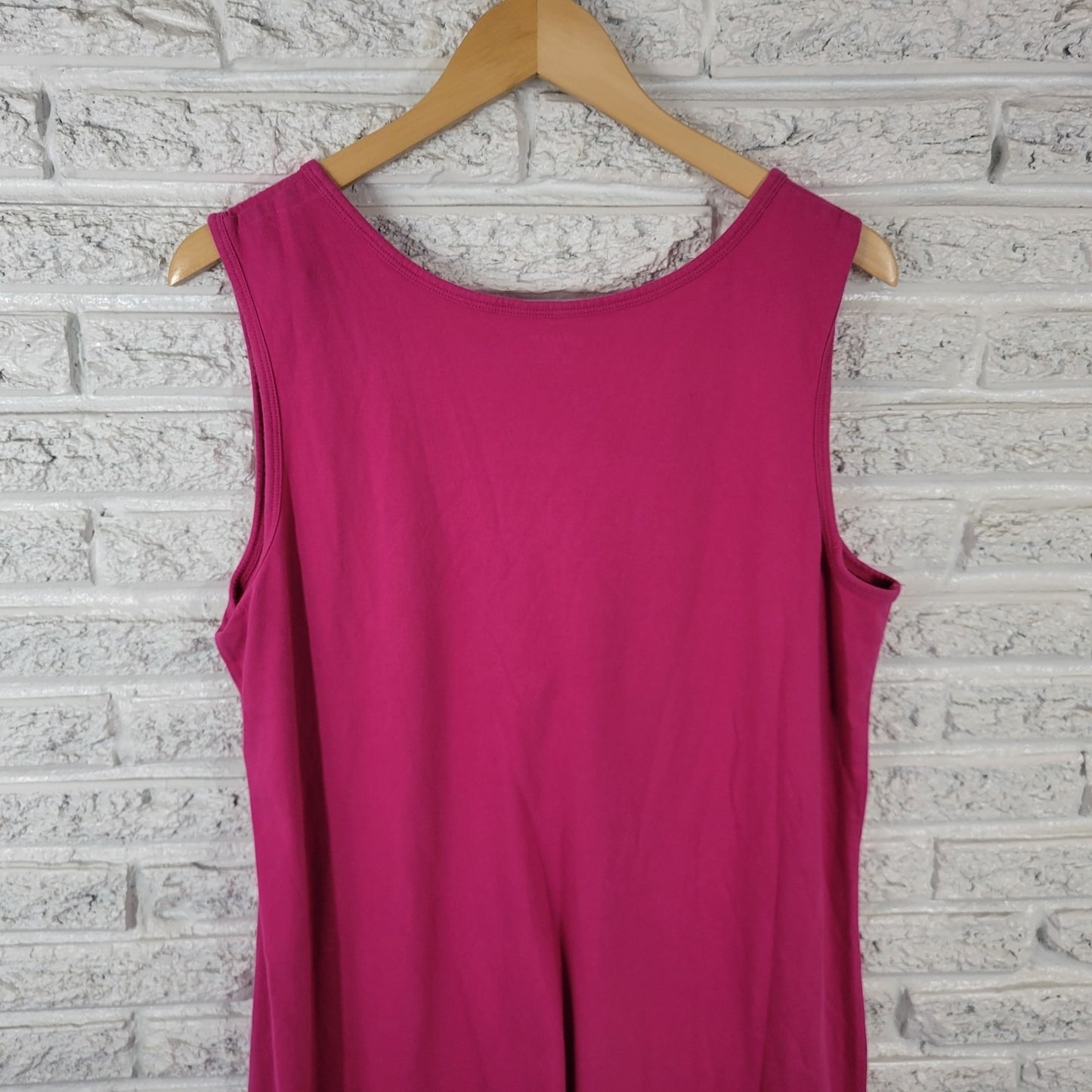 Lands End Womens Dress XL Mini Tank Sleeveless Pink Quarter Button Cotton Casual