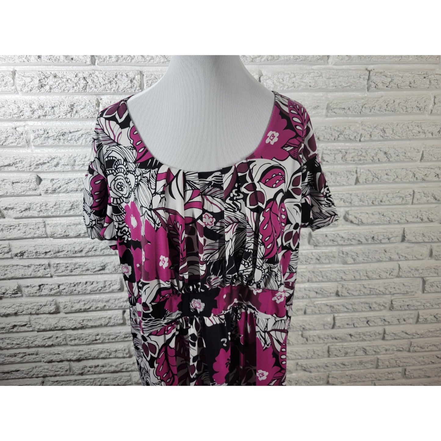 Cato Womens Top 22W 24W Plus Cap Sleeve Purple Floral Poly Blend Pleated Career