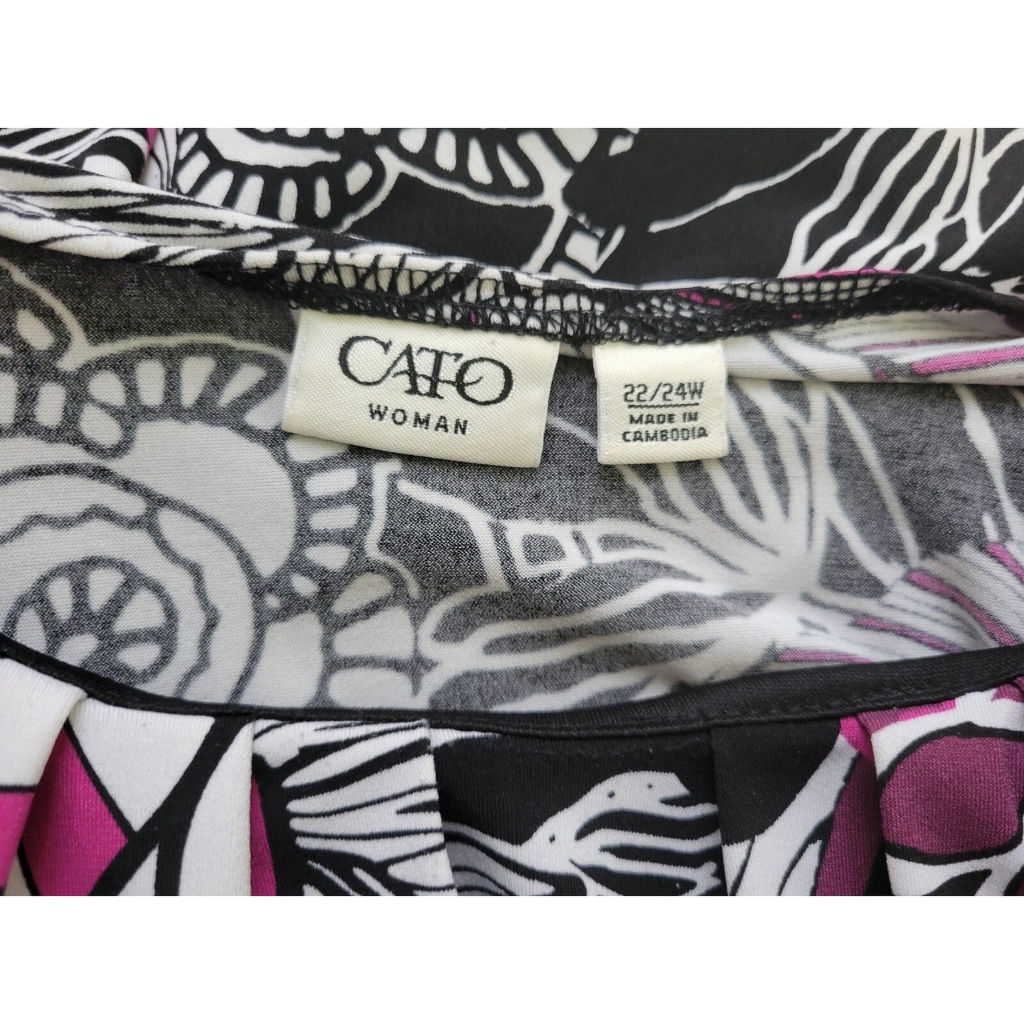 Cato Womens Top 22W 24W Plus Cap Sleeve Purple Floral Poly Blend Pleated Career