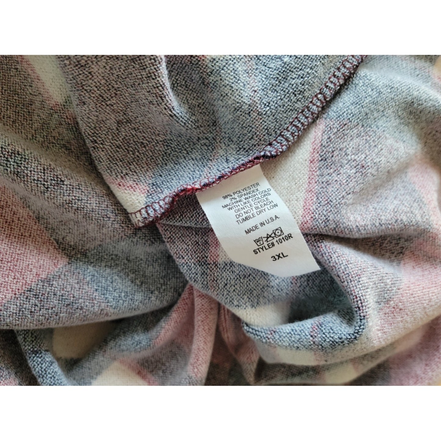 Mint Pineapple Womens Top 3XL Plus Tunic Pullover Poly Blend Knit Plaid Red