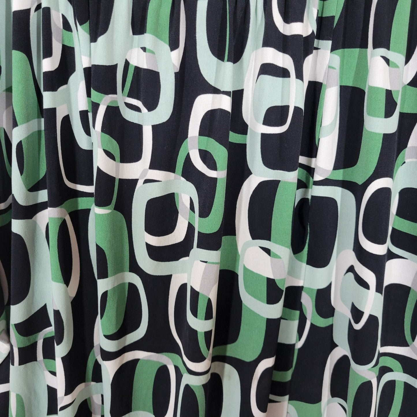 Worthington Women's 2X Plus Green Black Geometric Tunic Dolman Sleeve Keyhole