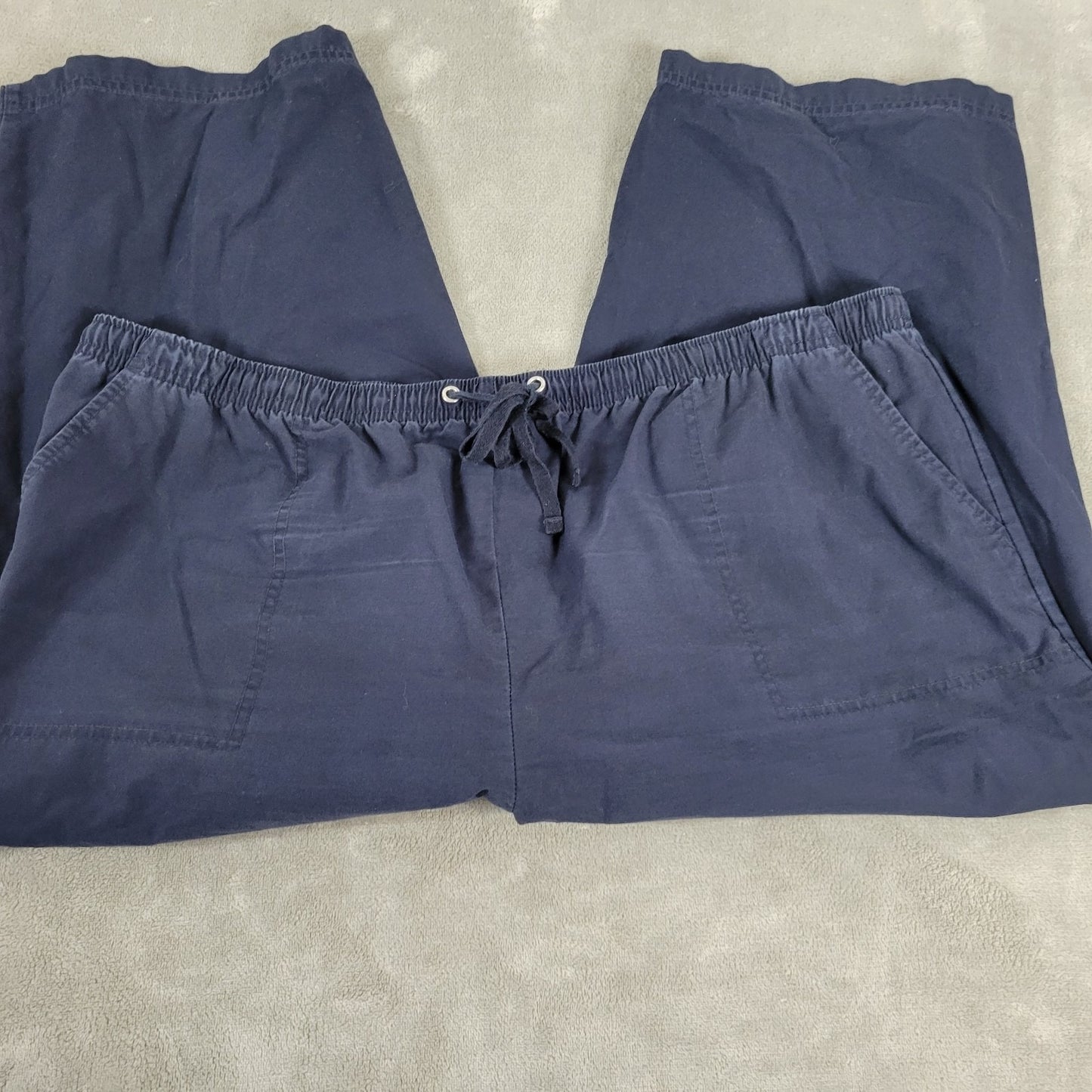 Karen Scott Womens Pants XL Capri Pull On  Blue Comfy Cotton Drawstring Casual