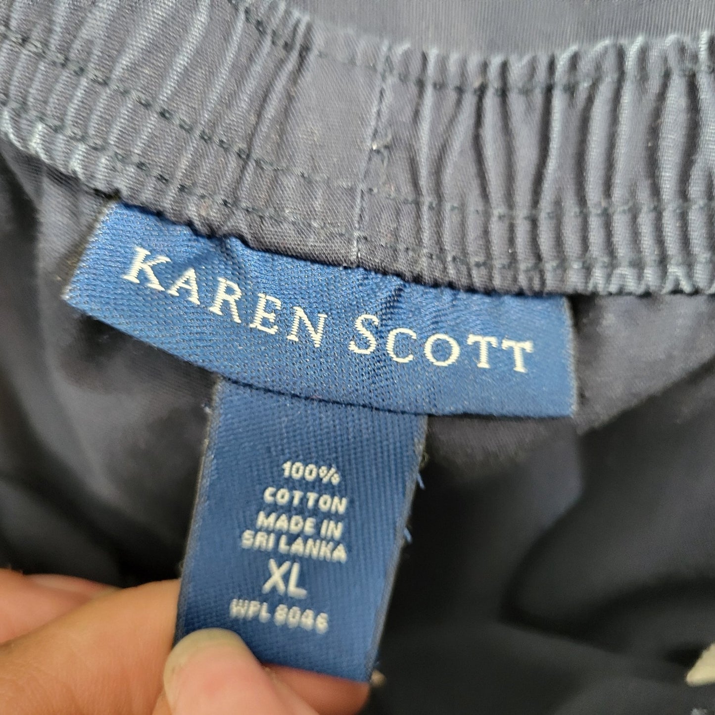 Karen Scott Womens Pants XL Capri Pull On  Blue Comfy Cotton Drawstring Casual