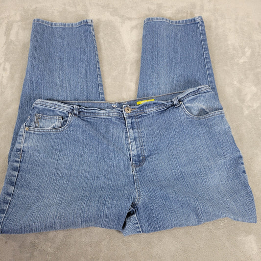 Style Co Womens Jeans 20W Plus Straight Leg Medium Blue Denim Zip Natural Fit