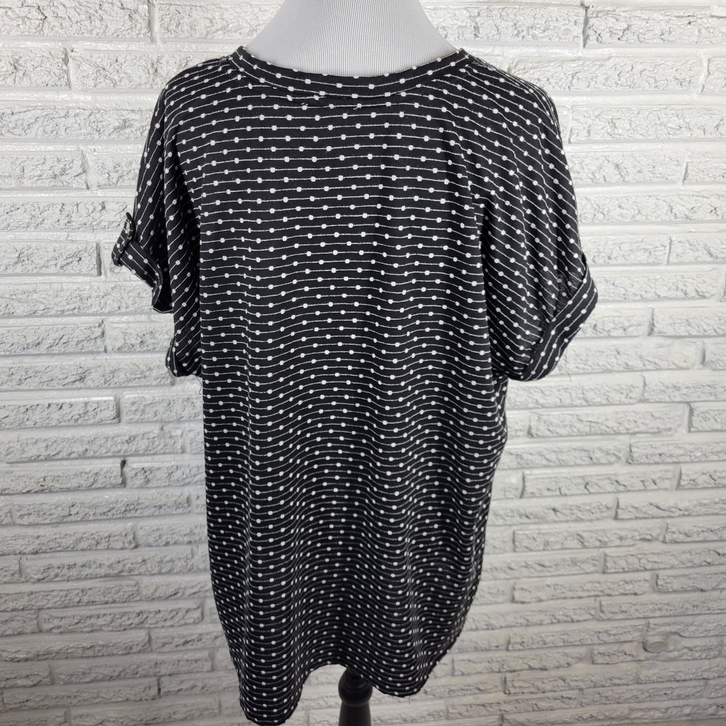 Westbound Womens Plus Size 2X Tunic Blouse Black White Geometric V-Neck BLA162E
