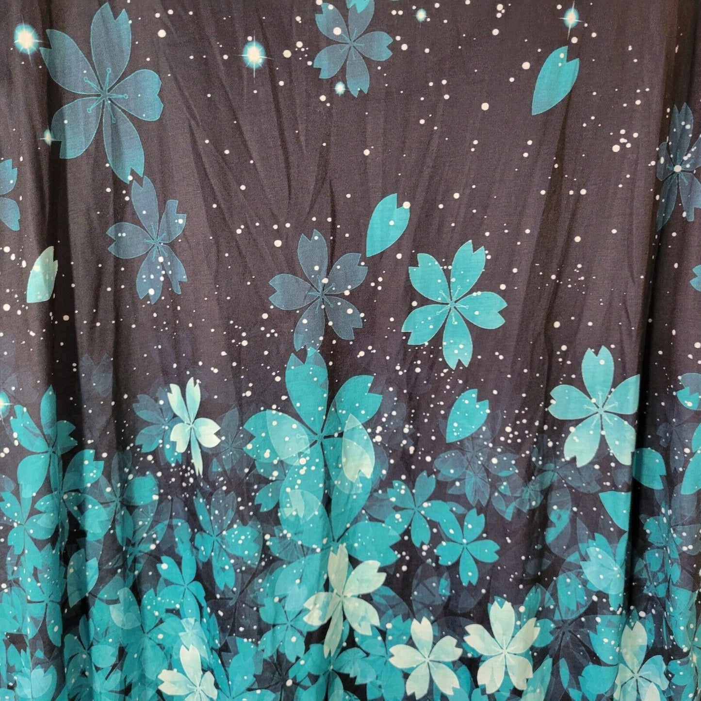 Womens Top 5XL Plus Tee Short Sleeve Blue Floral Cotton Blend Lightweight Comfy