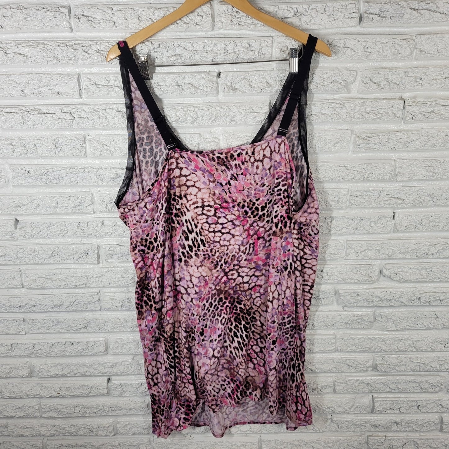 Joyspun Womens Nightgown 3X Plus Adjustable Spaghetti Pink Animal Print Lounge