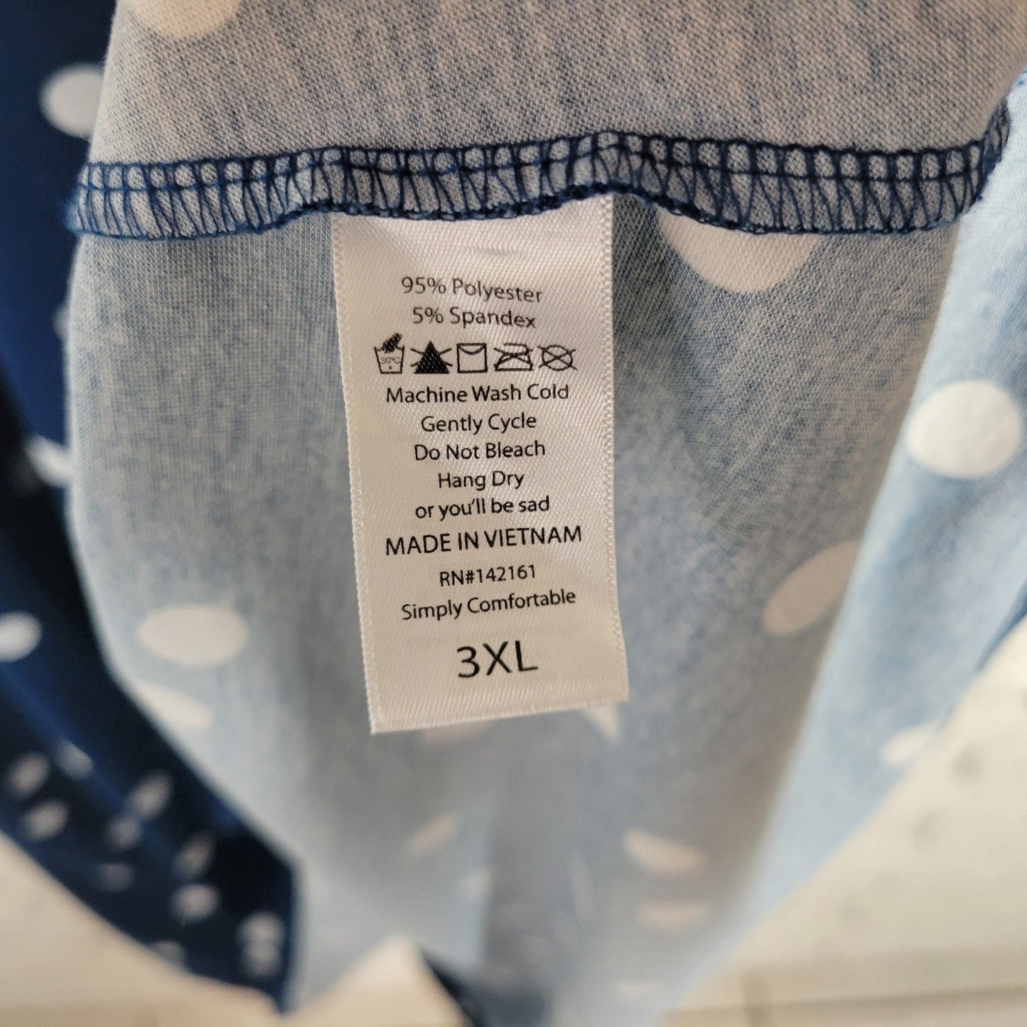 Lularoe Womens Dress 3XL Plus Short Sleeve Blue Polka Dot Pockets Poly Blend