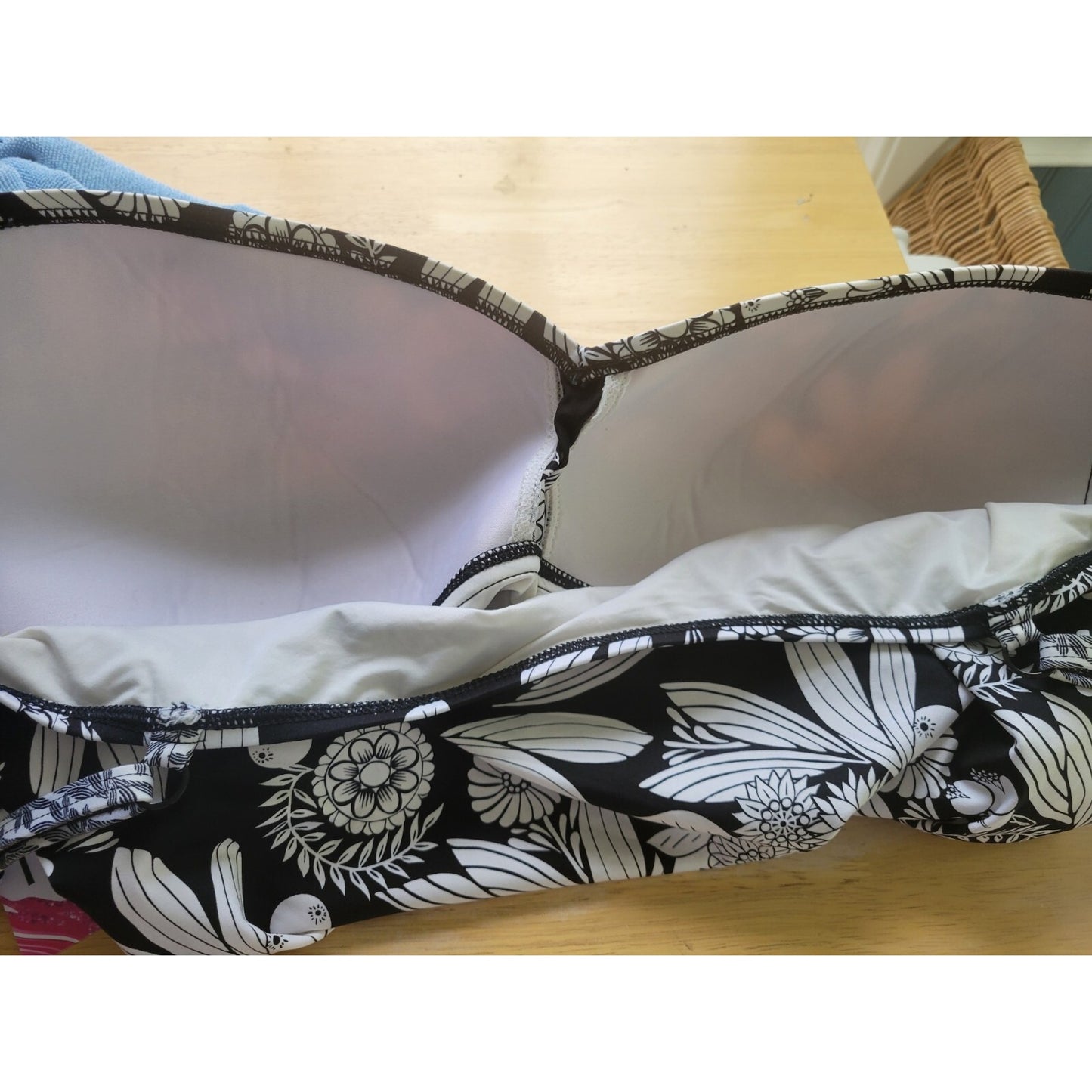 Coldwater Creek Womens Swim Top 20W Plus Adjustable Spaghetti Bra Black Floral