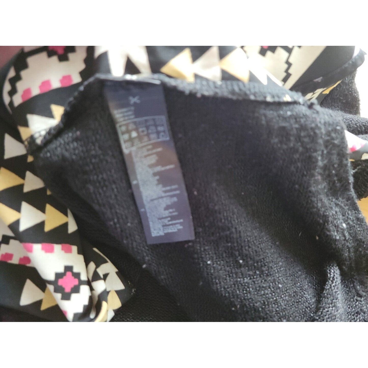 Forever 21 Womens Top Extra Large XL Long Sleeve Knit Poly Blend Black Geometric