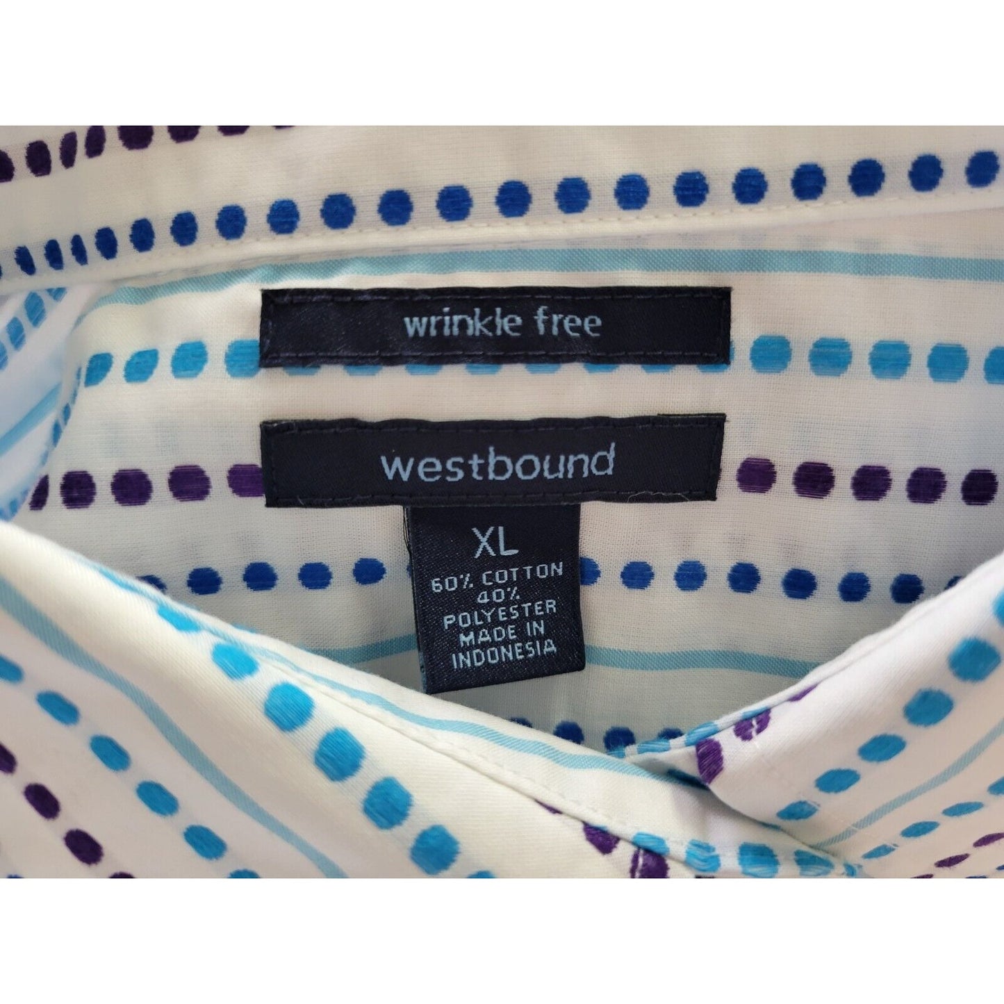 Westbound Womens Top Extra Large Long Sleeve Wrinkle Free Blue Dot Stripe Casual