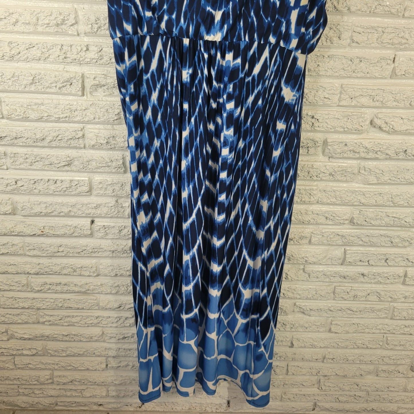 Kate Mallory Womens Dress 2X Plus Sheath Midi Blue Watercolor Sleeveless Lined