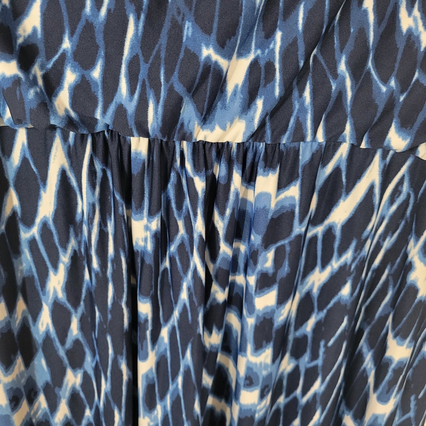 Kate Mallory Womens Dress 2X Plus Sheath Midi Blue Watercolor Sleeveless Lined