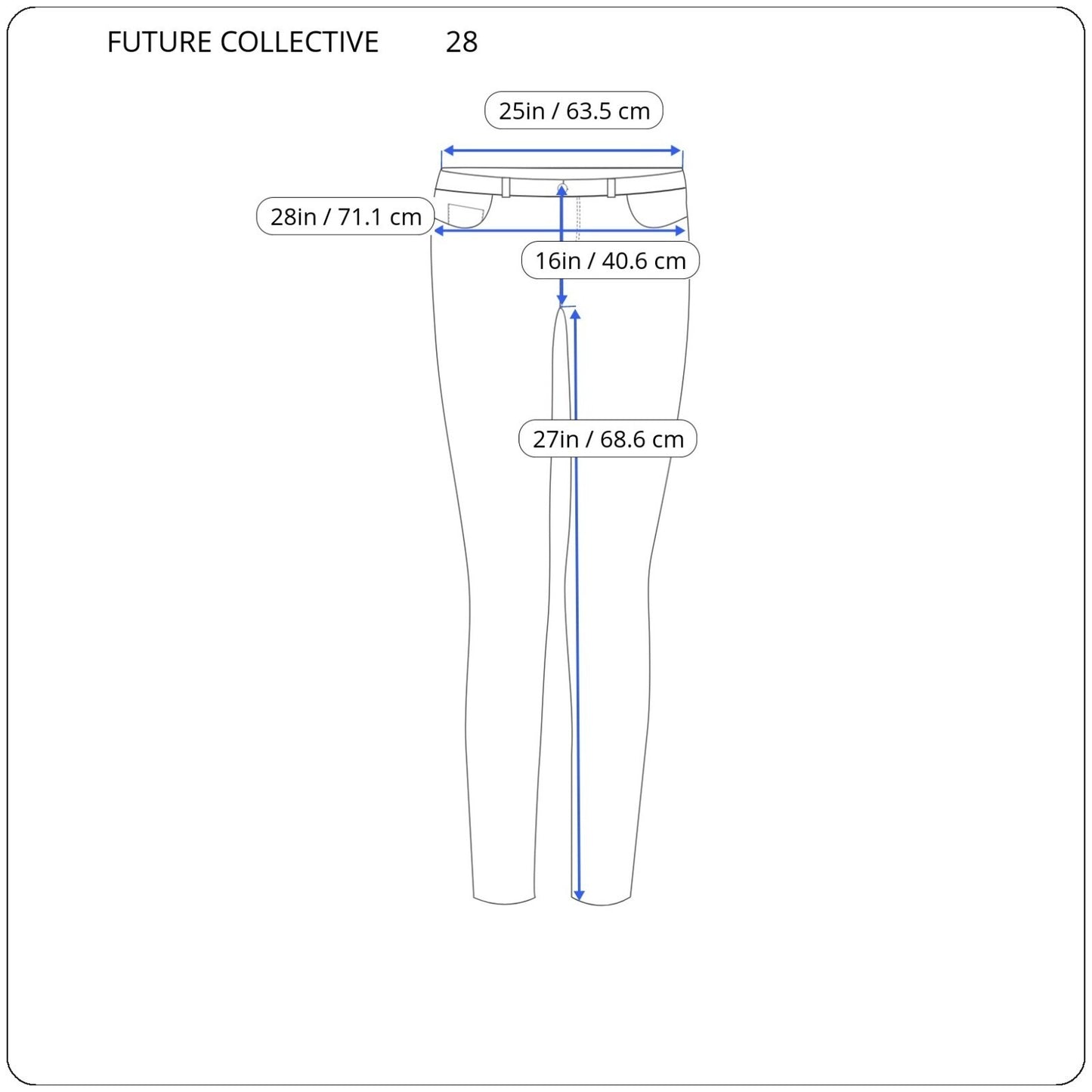 Future Collective Womens Jeans 28 Cropped Straight Leg Blue Denim Zip Raw Hem