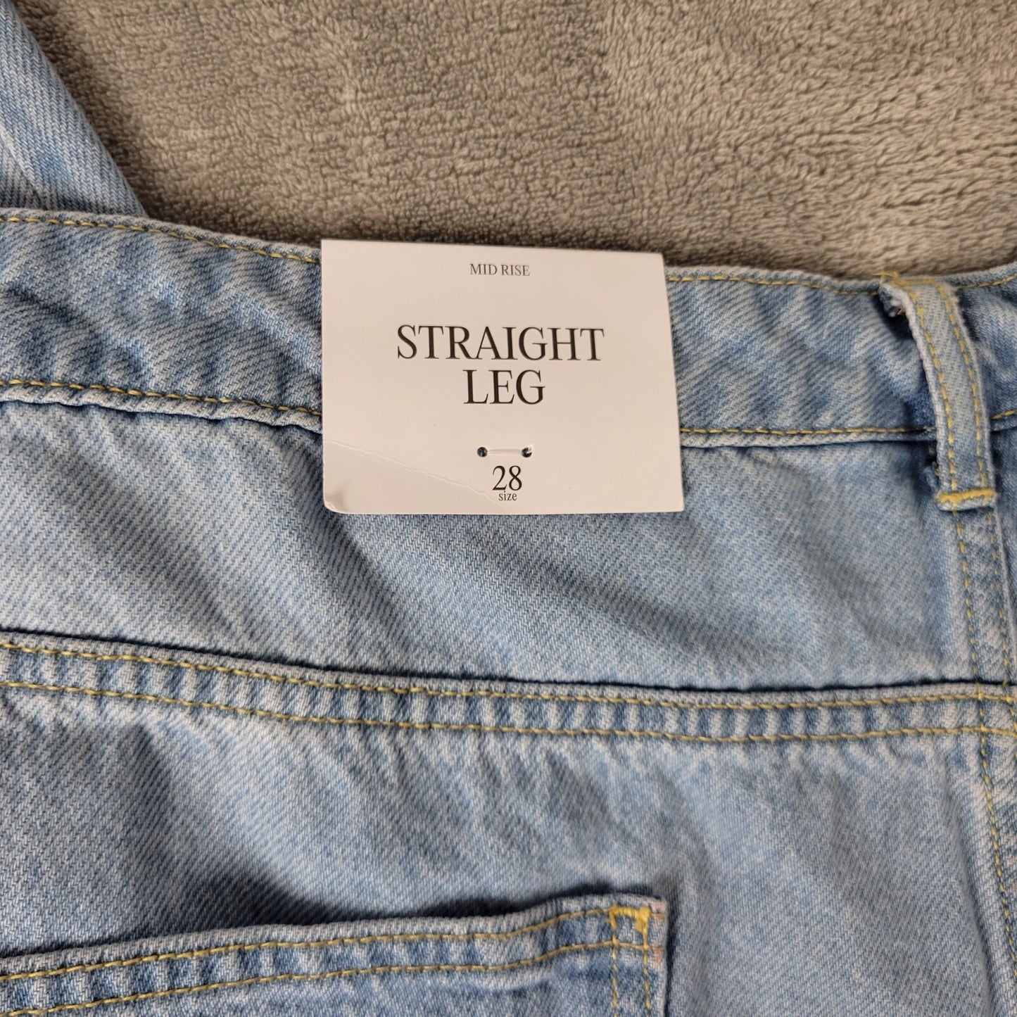 Future Collective Womens Jeans 28 Cropped Straight Leg Blue Denim Zip Raw Hem