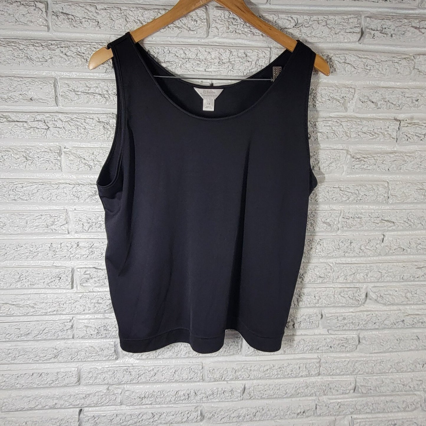 CJ Banks Womens Top 1X Plus Sleeveless Black Polyester Comfy Office Casual