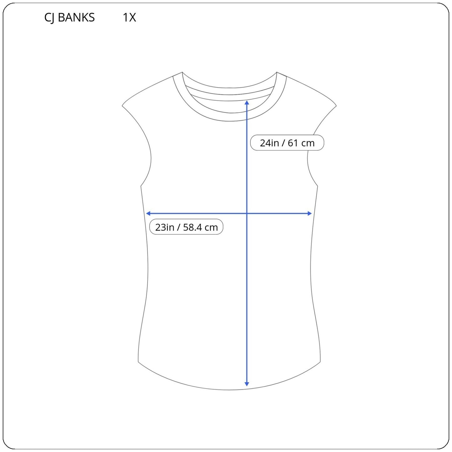 CJ Banks Womens Top 1X Plus Sleeveless Black Polyester Comfy Office Casual