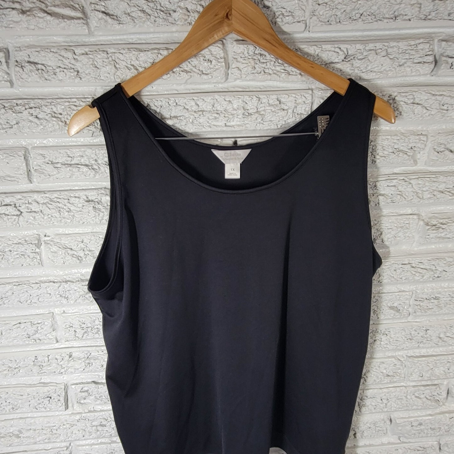 CJ Banks Womens Top 1X Plus Sleeveless Black Polyester Comfy Office Casual