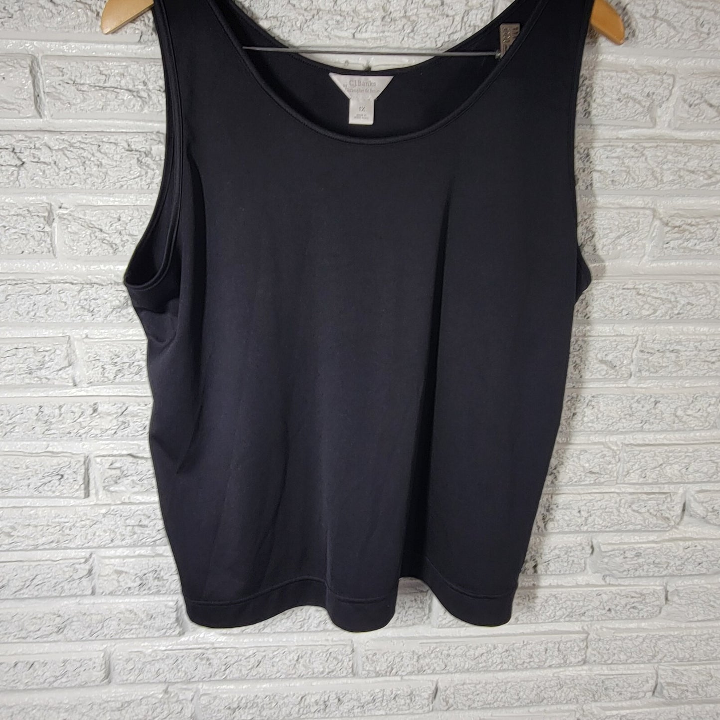 CJ Banks Womens Top 1X Plus Sleeveless Black Polyester Comfy Office Casual
