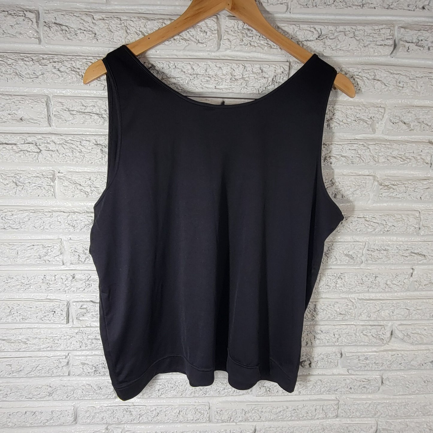CJ Banks Womens Top 1X Plus Sleeveless Black Polyester Comfy Office Casual