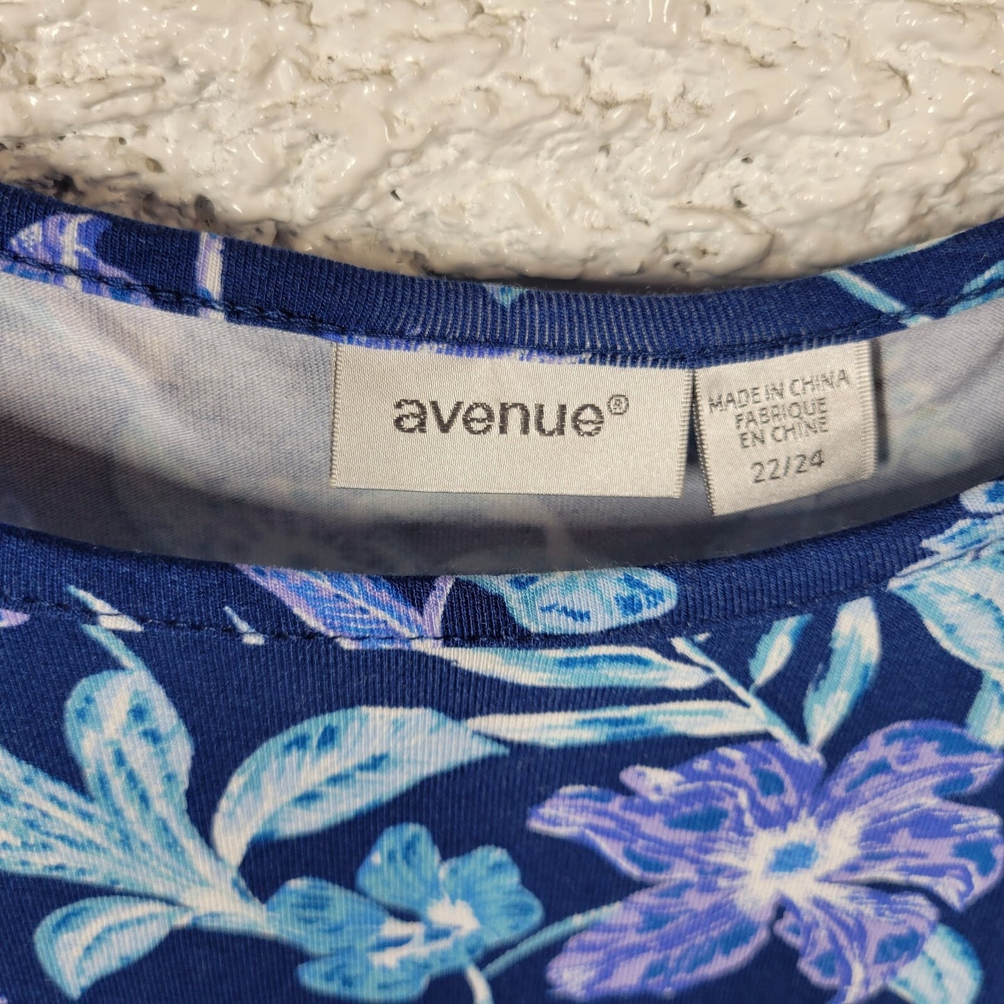 Avenue Womens Top 22 24 Plus Tunic Cold Shoulder Adjustable Strap Blue Floral