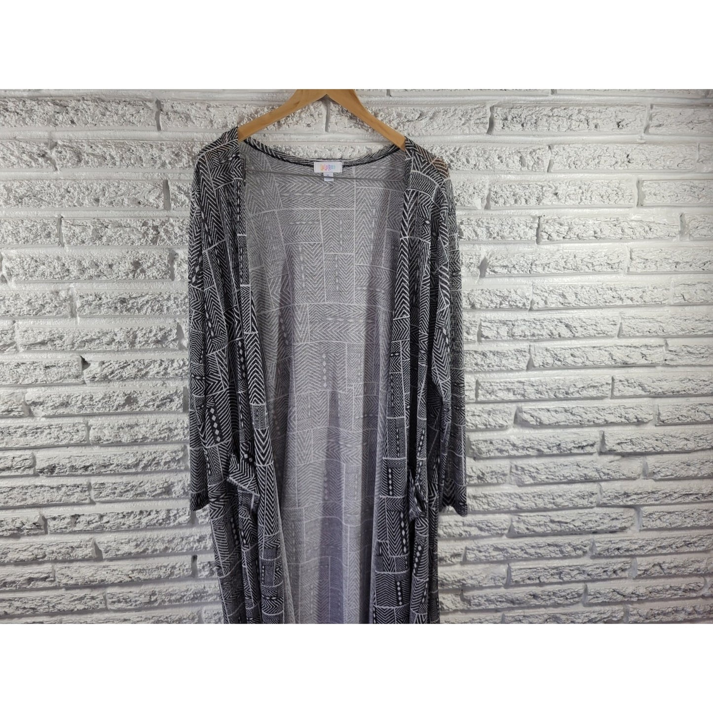 Lularoe Womens Top Extra Large Cardigan Duster Open Black Sheer Mesh Asymmetric