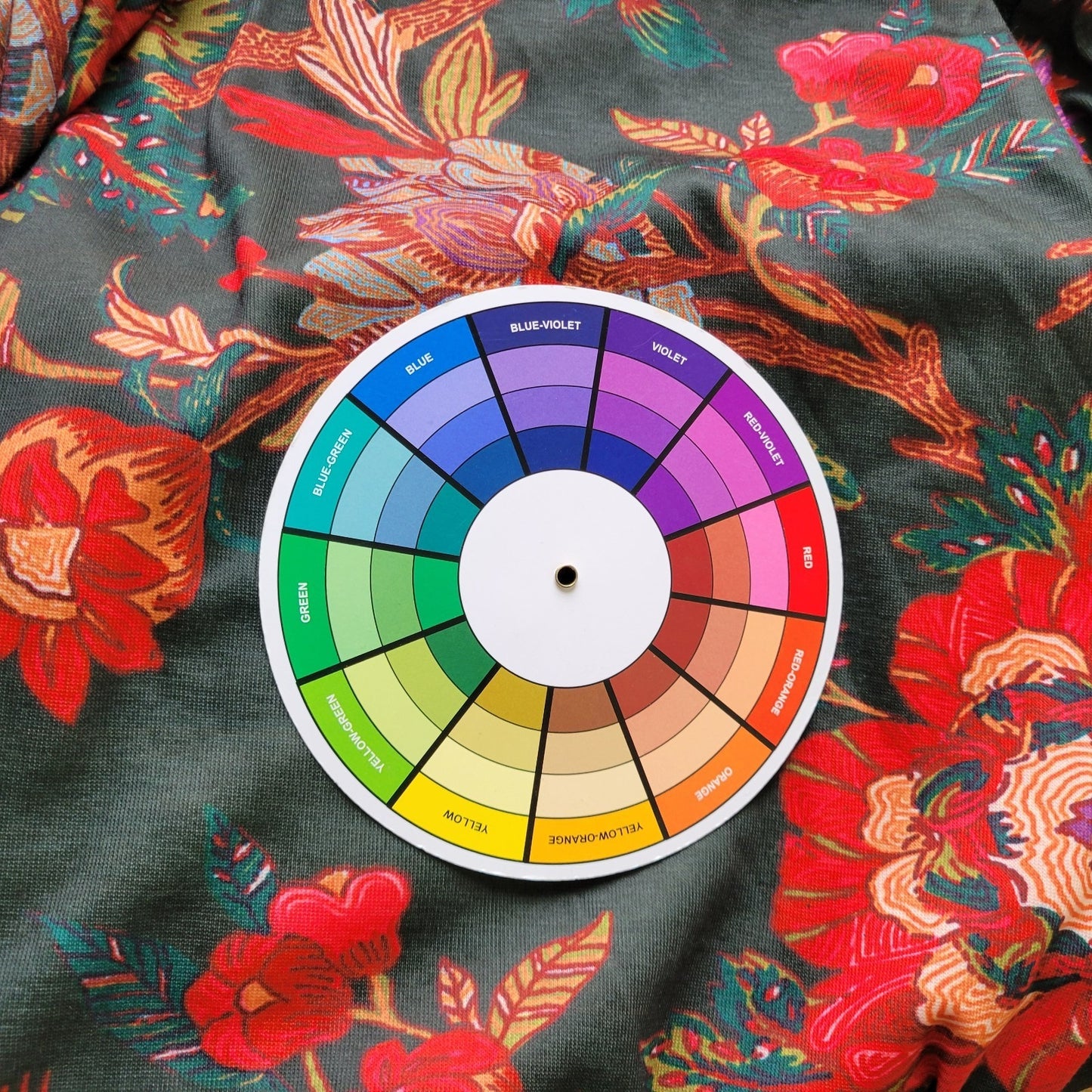 Cato Womens Top Extra Large Long Sleeve Green Red Floral Mesh Neckline Casual